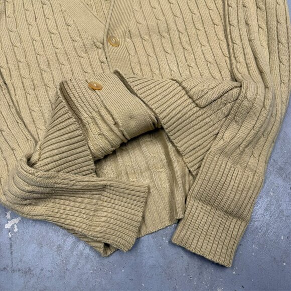 Vintage 1970s Sears Cable Knit Cardigan Sweater Yellow Medium - Picture 7 of 7